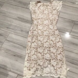 ABS Elegant Lace Dress in Cream